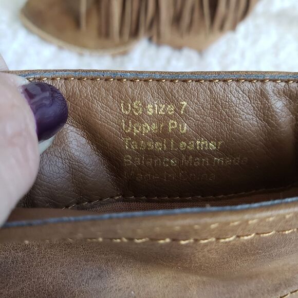 Very Volatile Brown‎ Leather Boho Fringed Ankle Boots - Picture 5 of 7